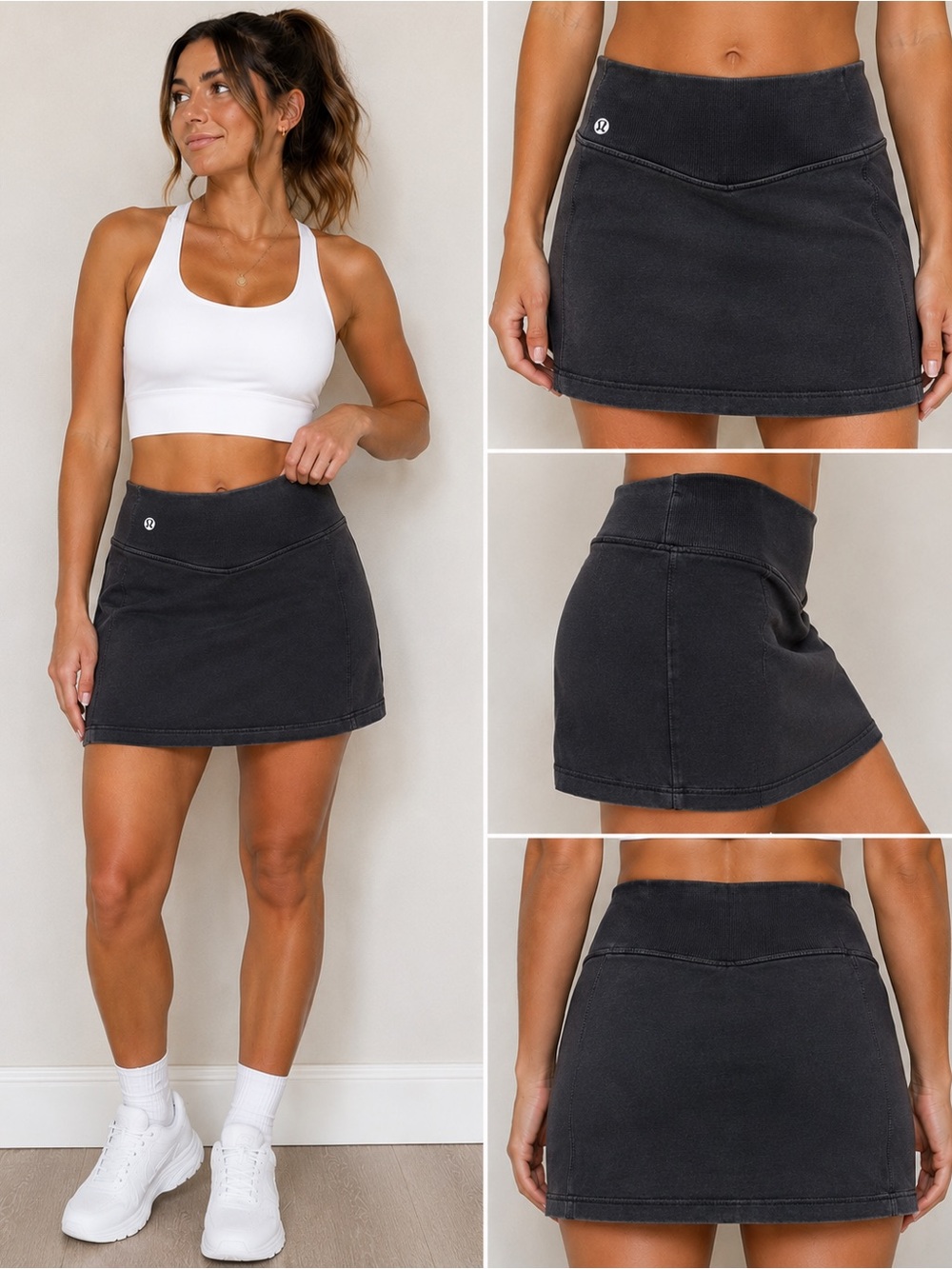 Lululemon Black Mini Skirt | Women’s Medium | Cotton Blend | Stretch | Casual At